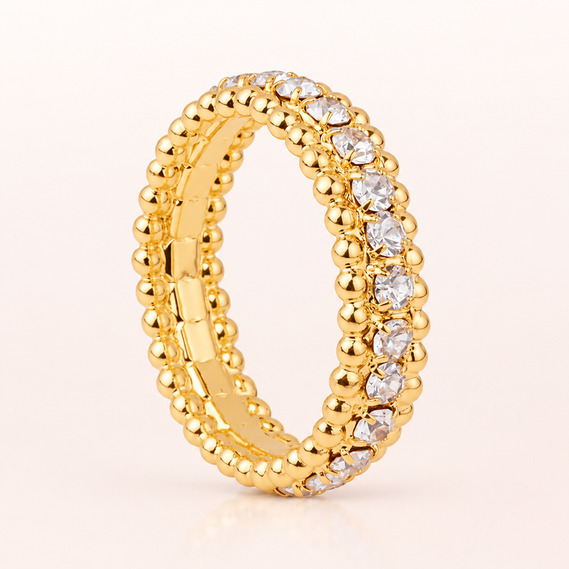 Anel Dourado Aparador Cravejado de Zircônia