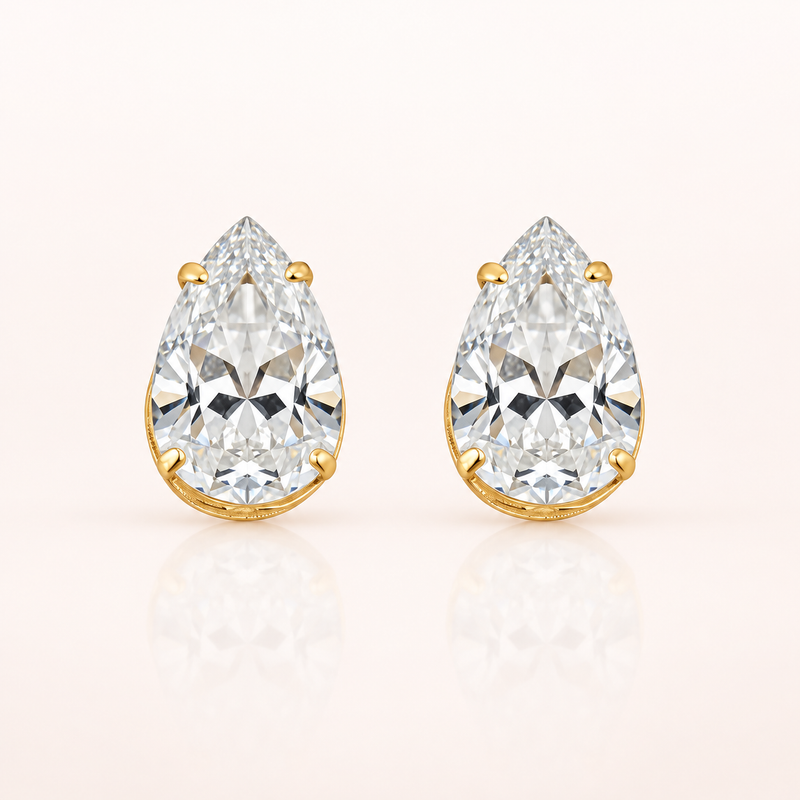 Brinco Folheado a Ouro 18k e Prata Gota Cristal