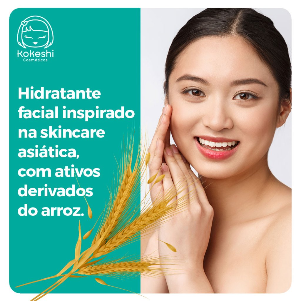 Hidratante Creme Facial Pele De Porcelana Kokeshi 30g Milagre do Arroz
