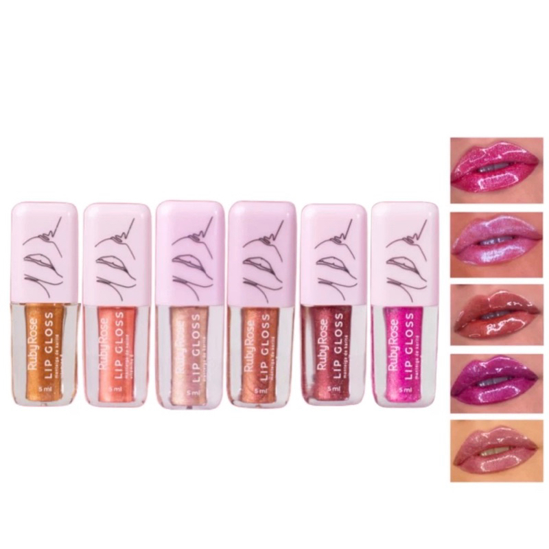 Lip Gloss Ruby Rose Glitter Efeito Espelhado 5ml