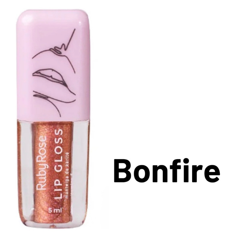 Lip Gloss Ruby Rose Glitter Efeito Espelhado 5ml