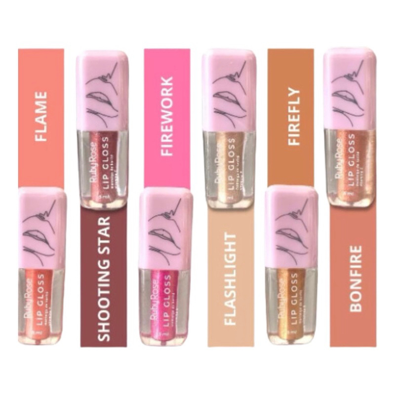 Lip Gloss Ruby Rose Glitter Efeito Espelhado 5ml