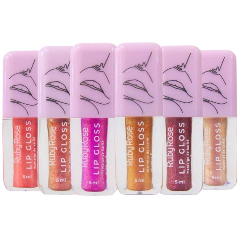Lip Gloss Ruby Rose Glitter Efeito Espelhado 5ml