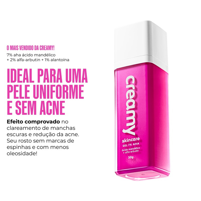 Creamy skincare retinol, vitamina C, lático, mandélico ou glicólico, 30g