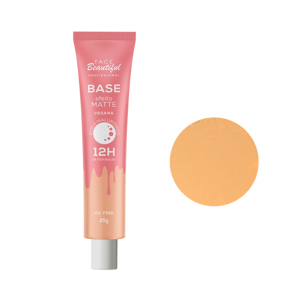 Base com Efeito Matte Cobertura Média Alta Face Beautiful 25g