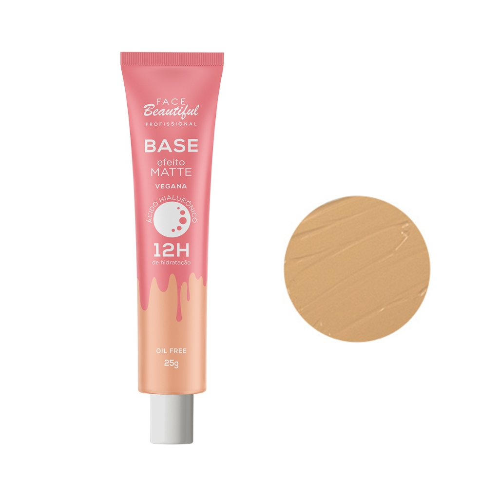 Base com Efeito Matte Cobertura Média Alta Face Beautiful 25g