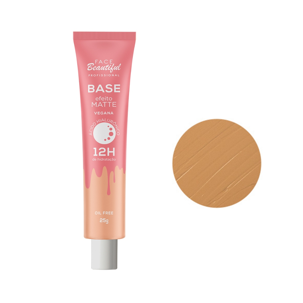 Base com Efeito Matte Cobertura Média Alta Face Beautiful 25g