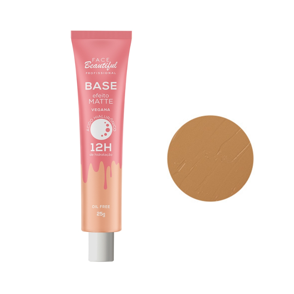 Base com Efeito Matte Cobertura Média Alta Face Beautiful 25g