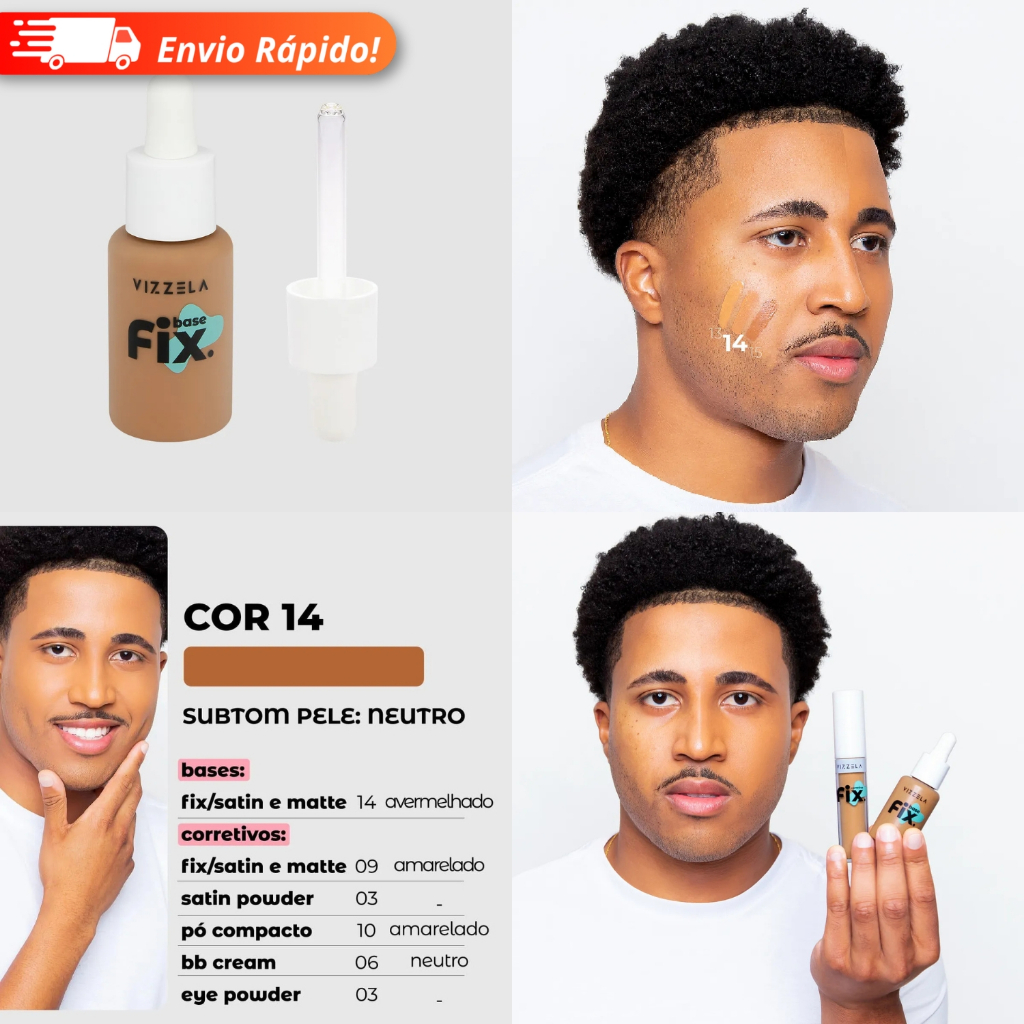 Base Líquida Fix - Vizzela 30ml - 100% Original Todas as Cores