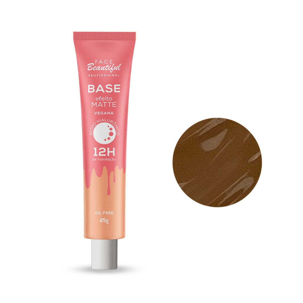 Base com Efeito Matte Cobertura Média Alta Face Beautiful 25g