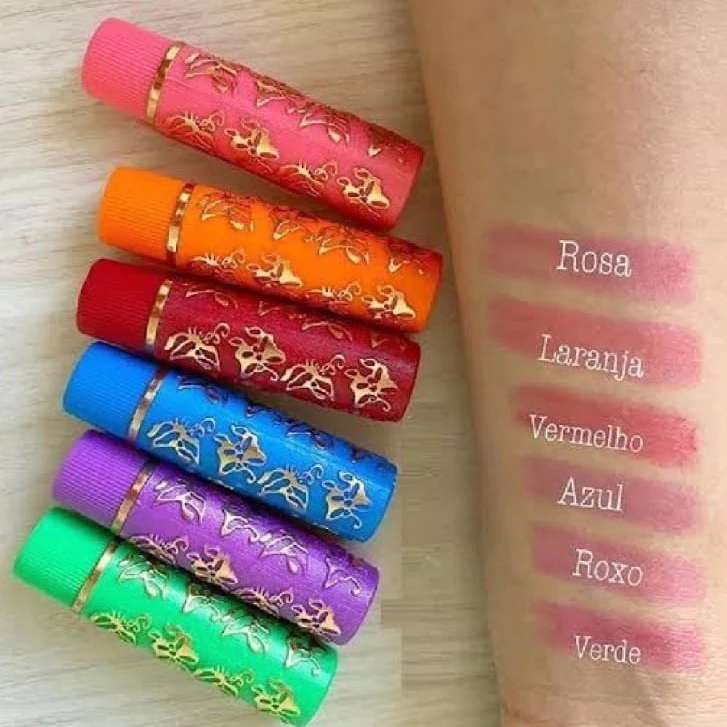 Kit 6 E 12 Unidades Batom Mágico Coloridos da Vovó 24 Horas Longa Duração - Bella Femme