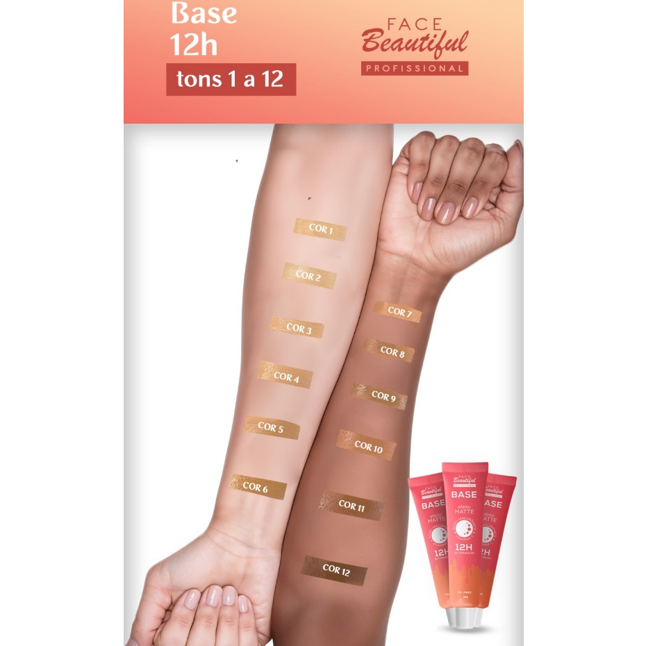 Base com Efeito Matte Cobertura Média Alta Face Beautiful 25g