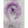 KIT 4 PCS Acessórios de Skincare Spa Feminino - Tiara Nuvem, Faixa de Pulso, Presilha de Flor LL4440A