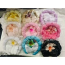 KIT 4 PCS Acessórios de Skincare Spa Feminino - Tiara Nuvem, Faixa de Pulso, Presilha de Flor LL4440A