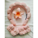 KIT 4 PCS Acessórios de Skincare Spa Feminino - Tiara Nuvem, Faixa de Pulso, Presilha de Flor LL4440A