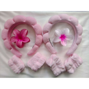 KIT 4 PCS Acessórios de Skincare Spa Feminino - Tiara Nuvem, Faixa de Pulso, Presilha de Flor LL4440A