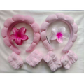 KIT 4 PCS Acessórios de Skincare Spa Feminino - Tiara Nuvem, Faixa de Pulso, Presilha de Flor LL4440A