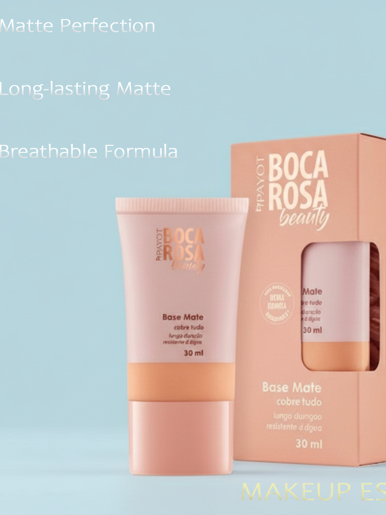 Base Líquida Boca Rosa Beauty 30ml – Efeito Matte, Alta Cobertura e Pele Sequinha