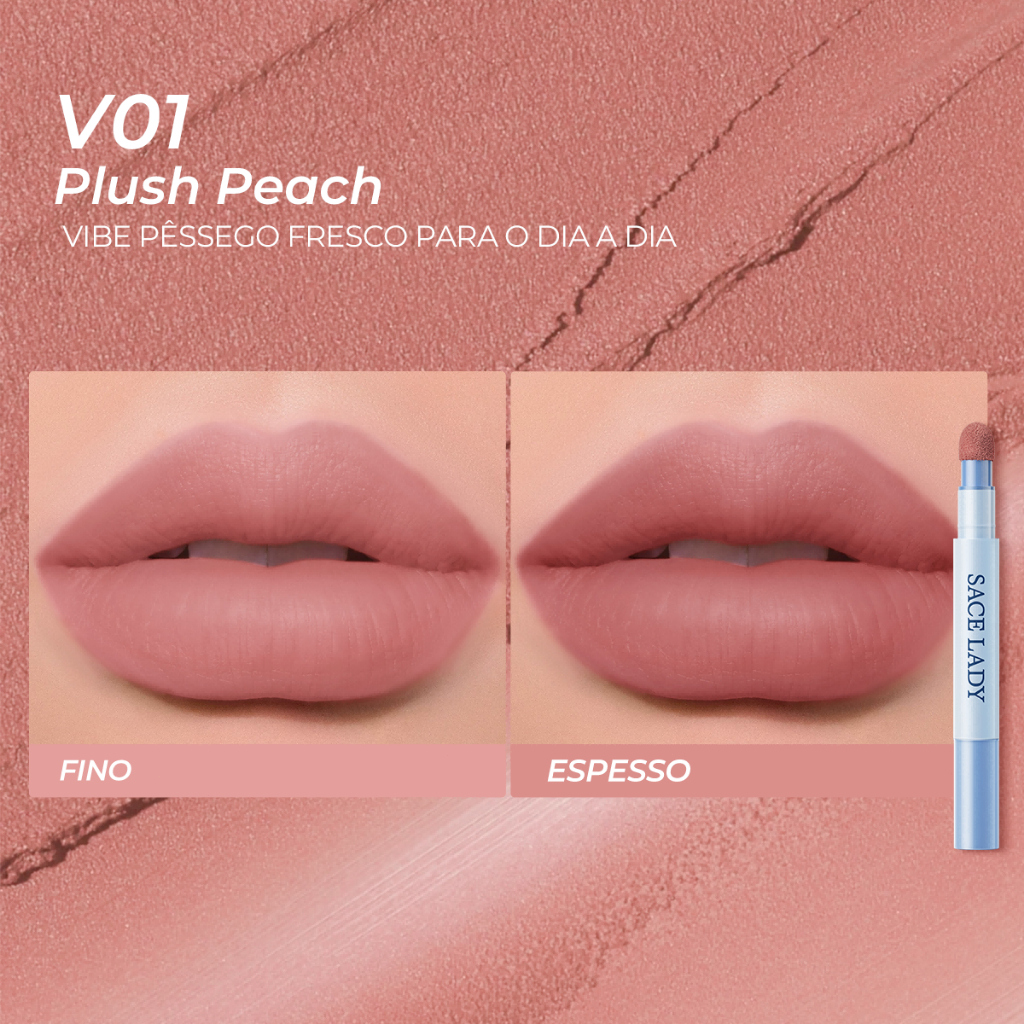 Cushion Labial Creme em Pó SACE LADY acabamento mate longa duração