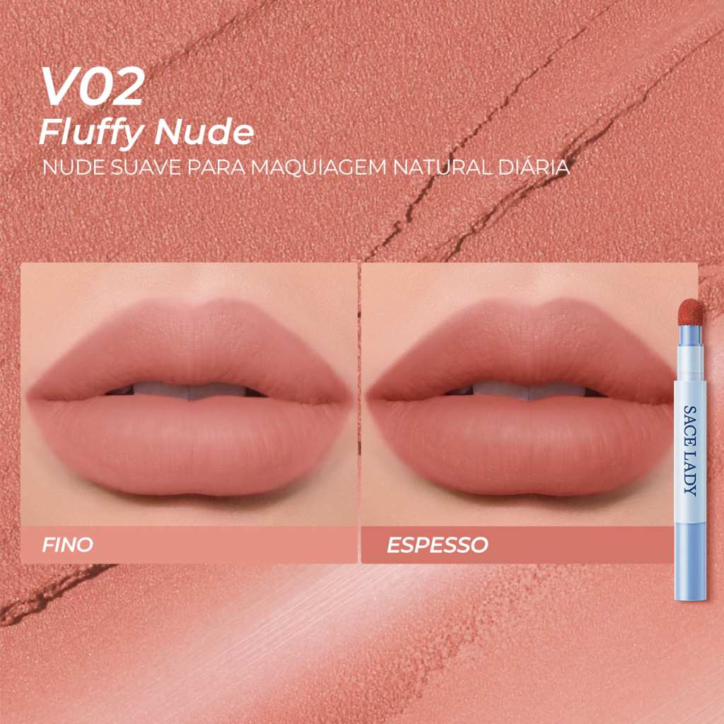 Cushion Labial Creme em Pó SACE LADY acabamento mate longa duração