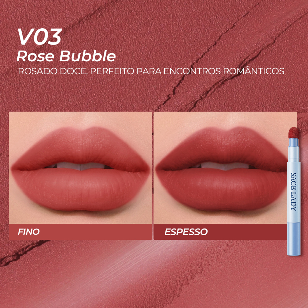 Cushion Labial Creme em Pó SACE LADY acabamento mate longa duração