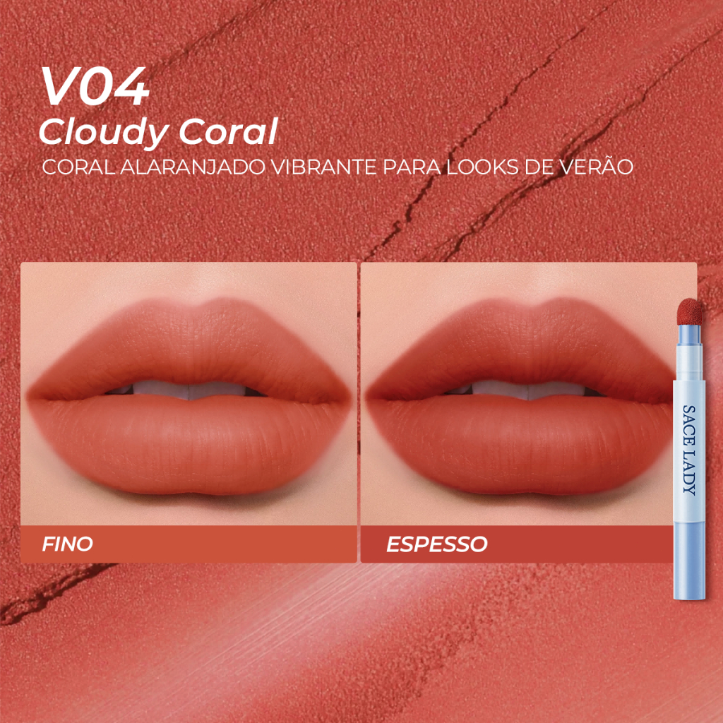 Cushion Labial Creme em Pó SACE LADY acabamento mate longa duração