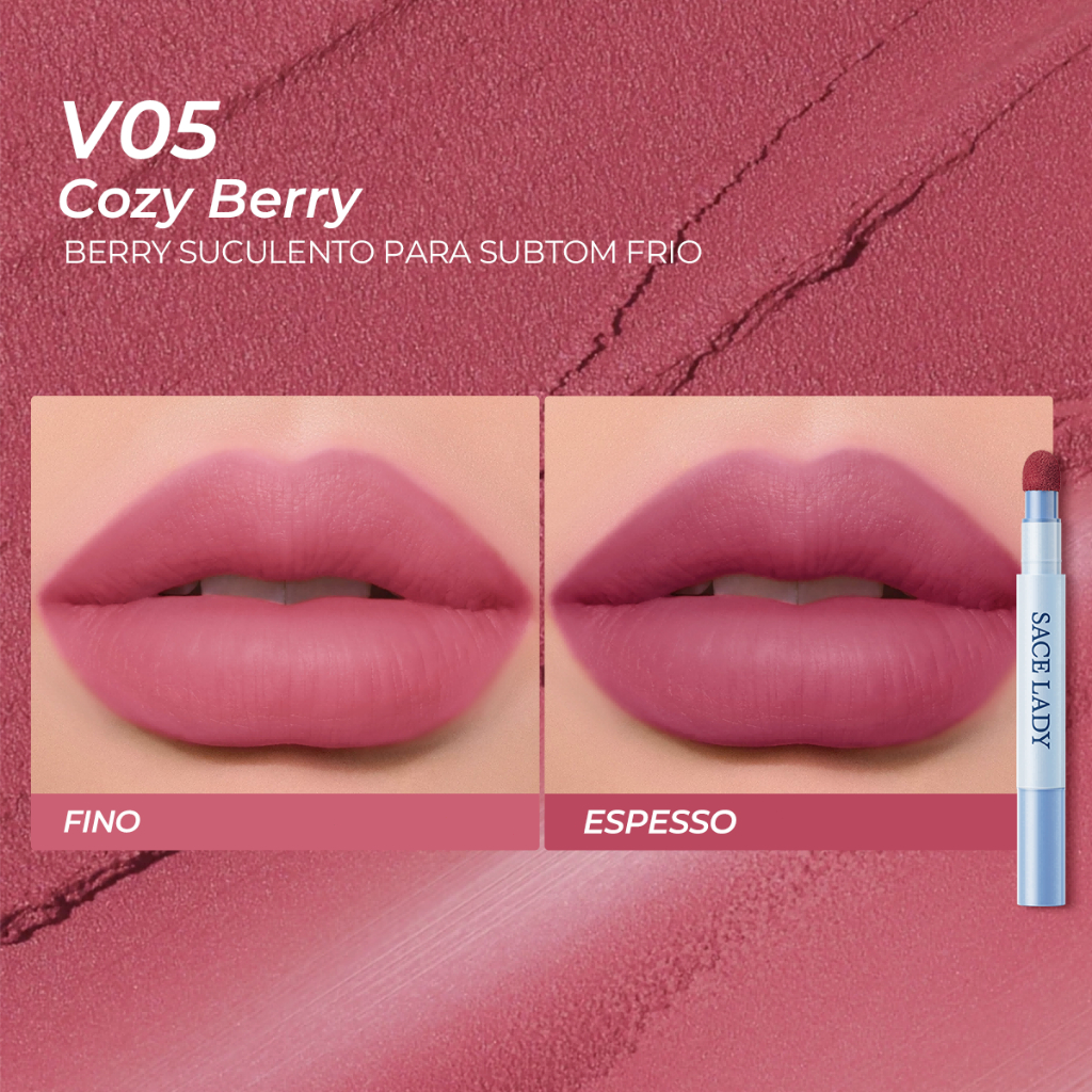 Cushion Labial Creme em Pó SACE LADY acabamento mate longa duração