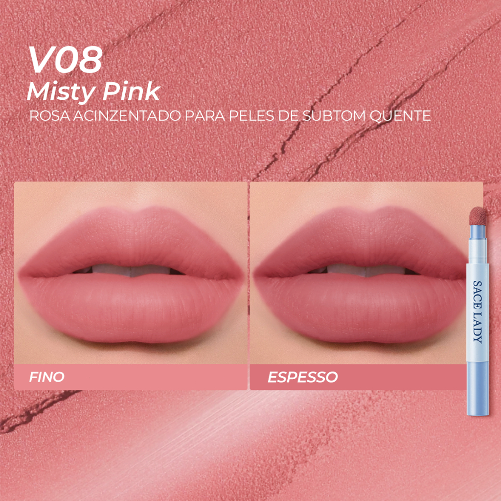 Cushion Labial Creme em Pó SACE LADY acabamento mate longa duração