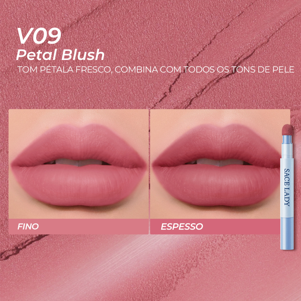 Cushion Labial Creme em Pó SACE LADY acabamento mate longa duração