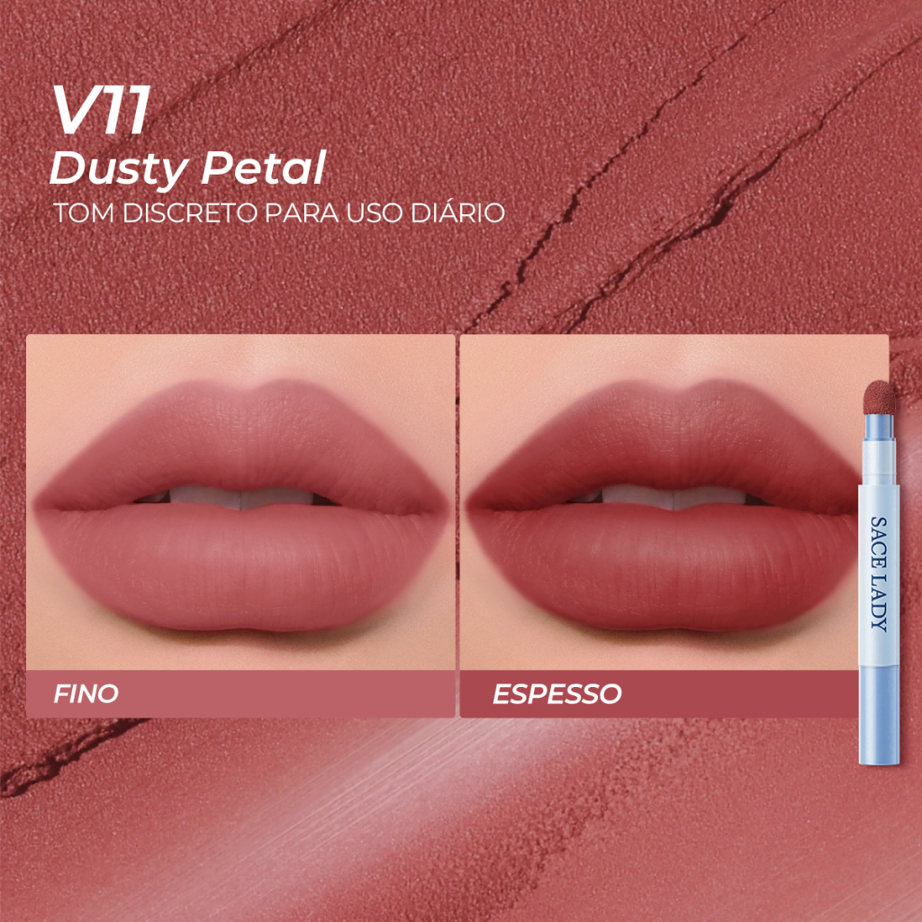 Cushion Labial Creme em Pó SACE LADY acabamento mate longa duração