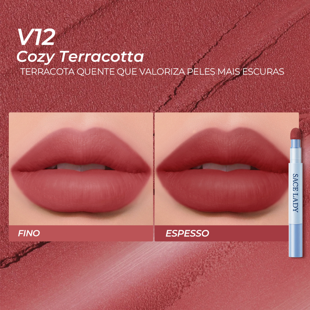 Cushion Labial Creme em Pó SACE LADY acabamento mate longa duração