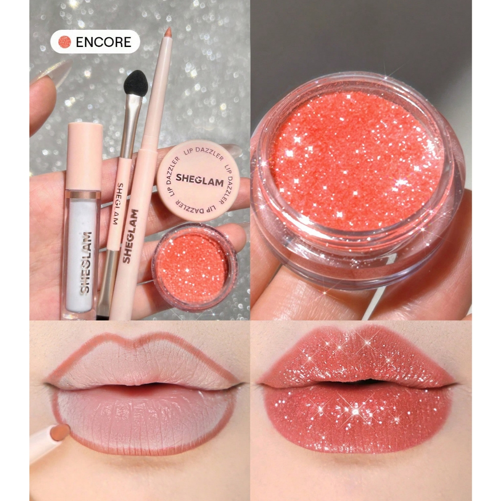 Kit Batom Glitter Sheglam 3em1 Com Delineador Cola E Pincel 100% Original