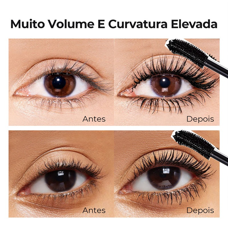 Boca Rosa Rímel Máscara de Cílios Volume Extremo | À Prova d’Água | Longa Duração | Fica Efeito Boneca