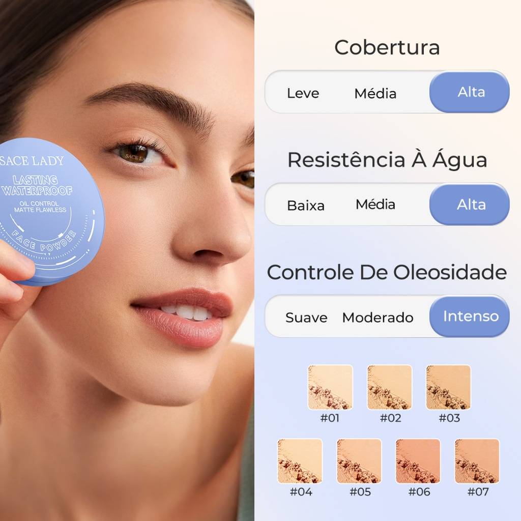 Pó Compacto SACE LADY Controle De Óleo Maquilhagem De Longa Duração Pó solto