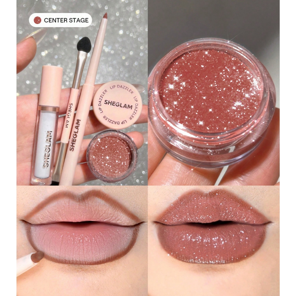 Kit Batom Glitter Sheglam 3em1 Com Delineador Cola E Pincel 100% Original