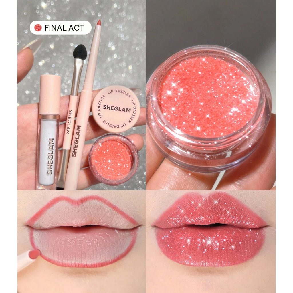 Kit Batom Glitter Sheglam 3em1 Com Delineador Cola E Pincel 100% Original