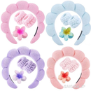 KIT 4 PCS Acessórios de Skincare Spa Feminino - Tiara Nuvem, Faixa de Pulso, Presilha de Flor LL4440A