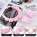 KIT 4 PCS Acessórios de Skincare Spa Feminino - Tiara Nuvem, Faixa de Pulso, Presilha de Flor LL4440A