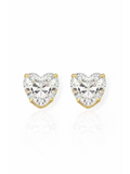 Brinco Folheado a Ouro 18k e Prata Coração Cristal