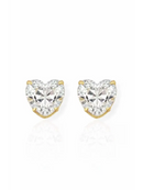 Brinco Folheado a Ouro 18k e Prata Coração Cristal
