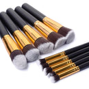Kit 10 peças pincel kabuki precisão Conjunto de Maquiagem para Sombra Delineador Lábios Pó Base