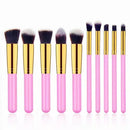Kit 10 peças pincel kabuki precisão Conjunto de Maquiagem para Sombra Delineador Lábios Pó Base