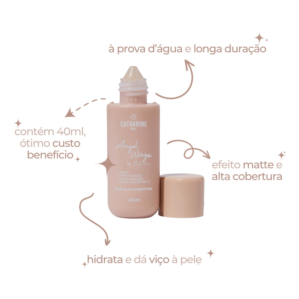 Base Líquida Alta Cobertura Pri Lessa Catharine Hill A Prova Dágua Matte 40ml