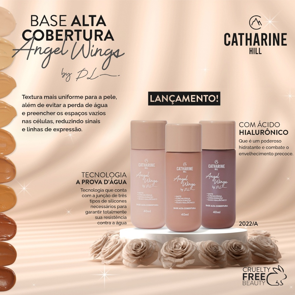 Base Líquida Alta Cobertura Pri Lessa Catharine Hill A Prova Dágua Matte 40ml