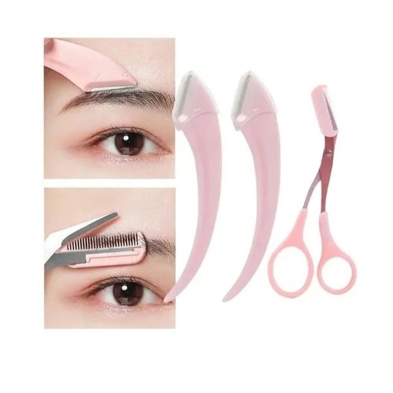 KIT 2 NAVALHA+1 TESOURA PENTE/Kit para aparar sobrancelhas