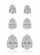 Trio de Brinco Folheado a Ouro 18k e Prata Gota Cristal